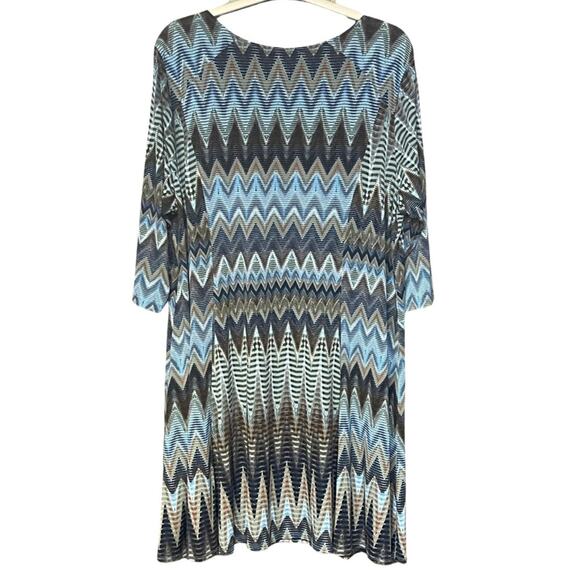 Karen Kane dress wrinkle free blue brown pattern flowy lightweight size 3X - Picture 2 of 5